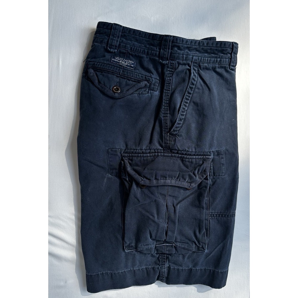 Vintage Polo Ralph Lauren Cargo Shorts Mens 38 Navy Military 9.5" Paratrooper